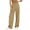 Khaki, variant on Women's High Waist Corduroy Wide Leg Pants - Button Fly Back Elastic Palazzo Trousers with Pockets for Fall Winter