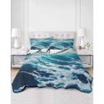 thumbnail image 3 of Blue Teal Coastal Twin Size Down Alternative Comforter, Lightweight Comforter Quilt Bedding Set with Pillow Shams Sea Nautical Ocean Summer Beach All Seasons Bed Comforter Duvet Insert 68"x86", 3 of 7