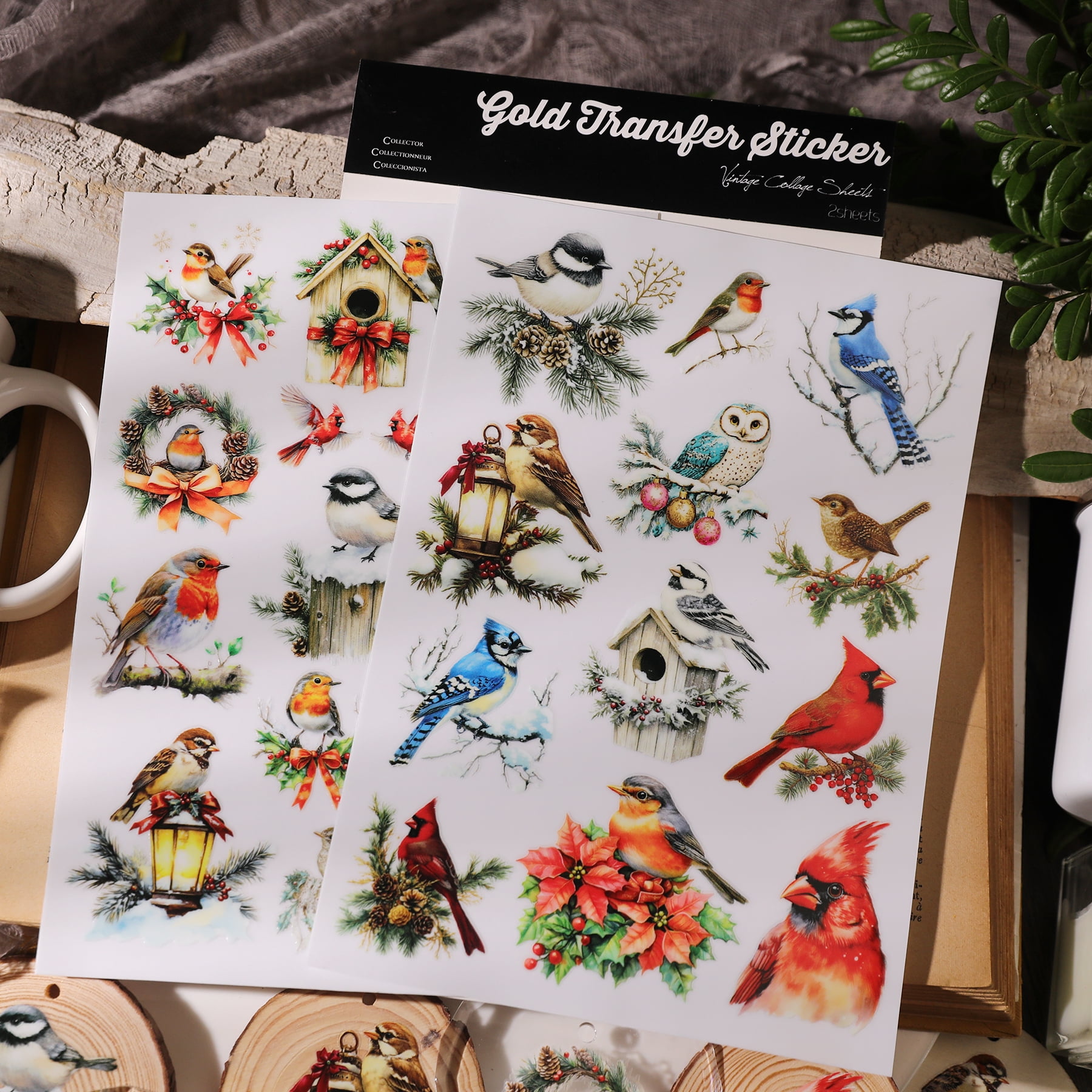 CATaireen Vintage UV-DTF Cold Transfer Stickers Crystal Rub On Decals Craft Supplies for Glass Acrylic Wood Stone