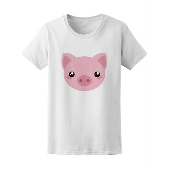 Cartoon Pig Face Emoticon T-Shirt Women -Image by Shutterstock, Female x-Large