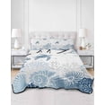 thumbnail image 2 of Twin Quilt Bedding Set, Turtle Coastal Reversible Summer Quilt 3 Pieces, Nautical Summer Beach Coral Shell Starfish Lightweight Bedspreads Coverlets with 2 Pillow Shams for All Seasons, 2 of 5