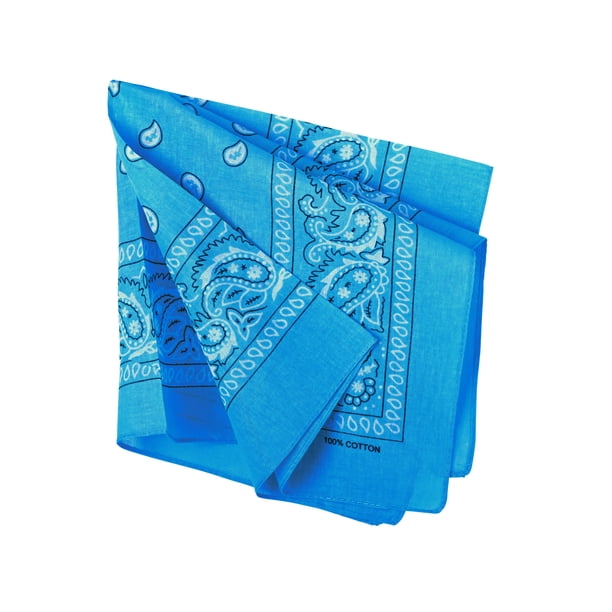 Motique Accessories Set of 3 Paisley Bandanas – 100% Cotton - Blue