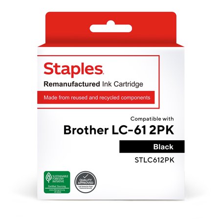 Staples  Inkjet Cartridge Brother LC61 Black Twin Pack 1003990