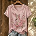 thumbnail image 2 of JULMCOMO Womens Breast Cancer Shirts V Neck Pink Floral Print Breast Cancer Awareness Shirts Short Sleeve Casual Comfy Graphic Tees Light pink M, 2 of 3