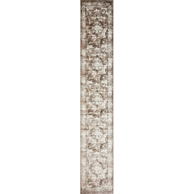 Unique Loom Sofia Collection Area Traditional Vintage Rug, French Inspired Perfect for All Home Décor, 3' 3 x 19' 8 Runner, Dark Brown/Light Brown