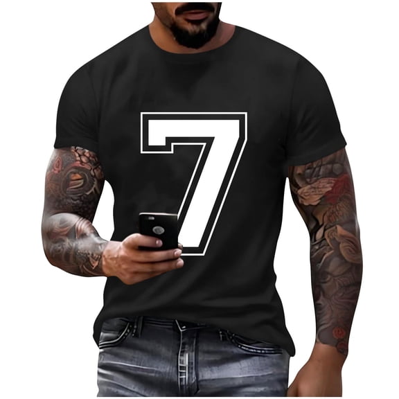 Dagegui Men's Athletic T-Shirts Number 7 Short Sleeve Crewneck Tee Lightweight Running Workout Sport Football Tshirt Tops Black S