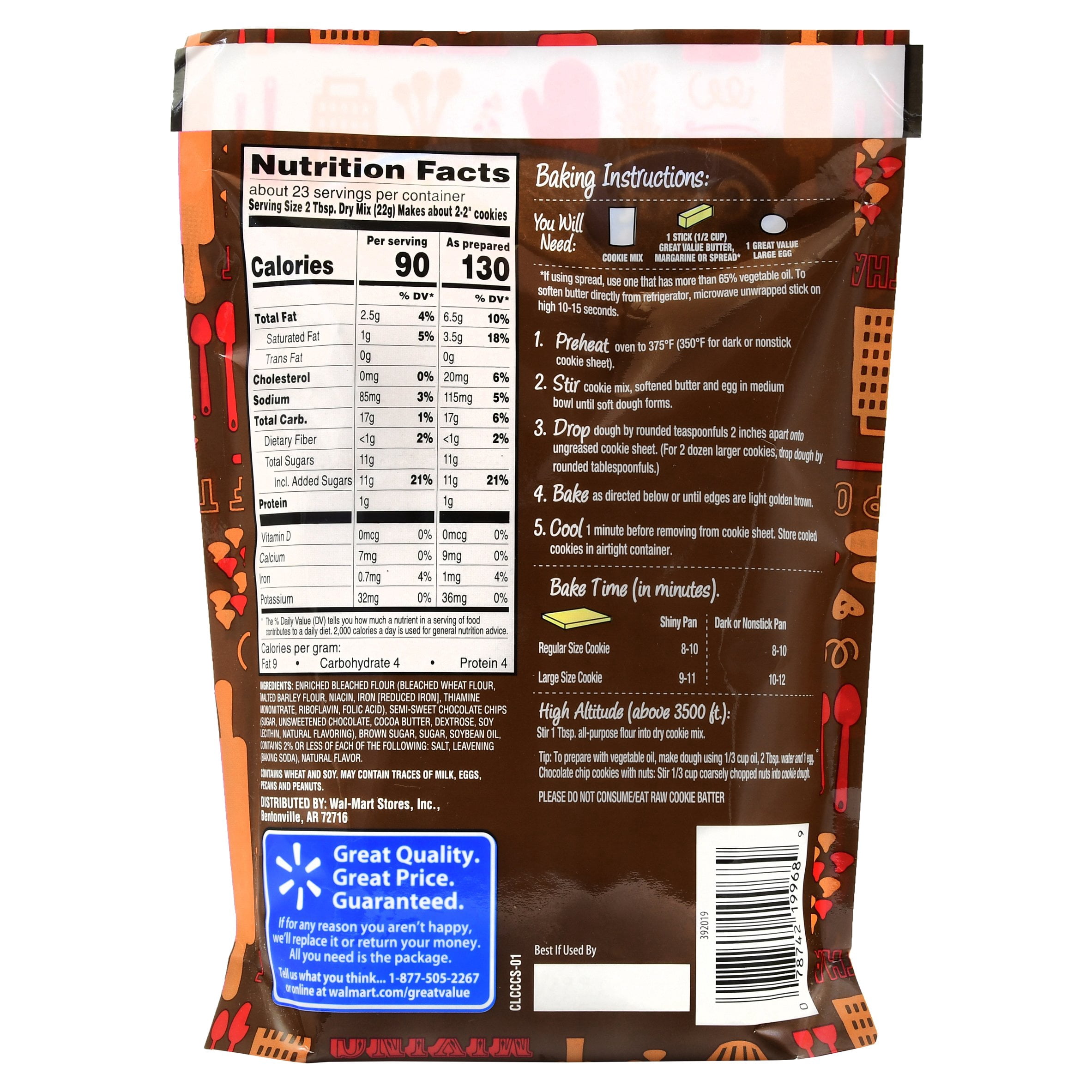 Great Value Cookie Mix, Chocolate Chip, 17.5 oz