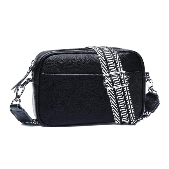 Bandolera Utenwat Small de piel auténtica con RFID, color negro