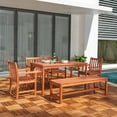 thumbnail image 3 of Malibu Outdoor 6-piece Wood Patio Dining Set with Backless Bench and Chairs, 3 of 5