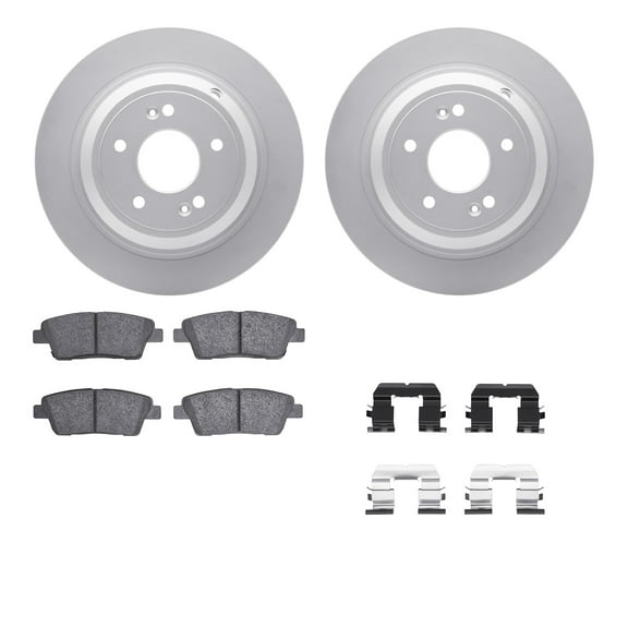 Dynamic Friction Company Rear Geospec Brake Rotors with 5000 Advanced Brake Pads includes Hardware 4512-03156
