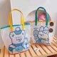 thumbnail image 5 of Bolsa de playa de jalea de PVC transparente, bolso de mano grande con estampado de conejo de oso de dibujos animados Feliz Sencillez, 5 of 5