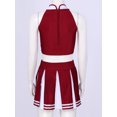 thumbnail image 4 of Raenseen Women School Girls Cheer Leader Uniform Cosplay Costume Back Criss Cross Crop Top with Wine Red L, 4 of 9