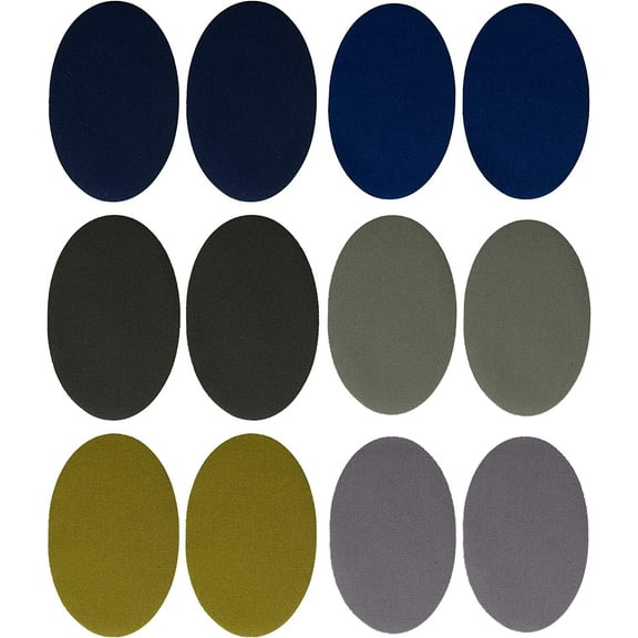 Johnson & Smith Iron On Patches - 12-Piece Iron On Patch for Clothing, Fabric Repair - Adhesive Fabric Patches - Easy to Use, No Sewing Needed - Cool Oval Patches – Green and Navy