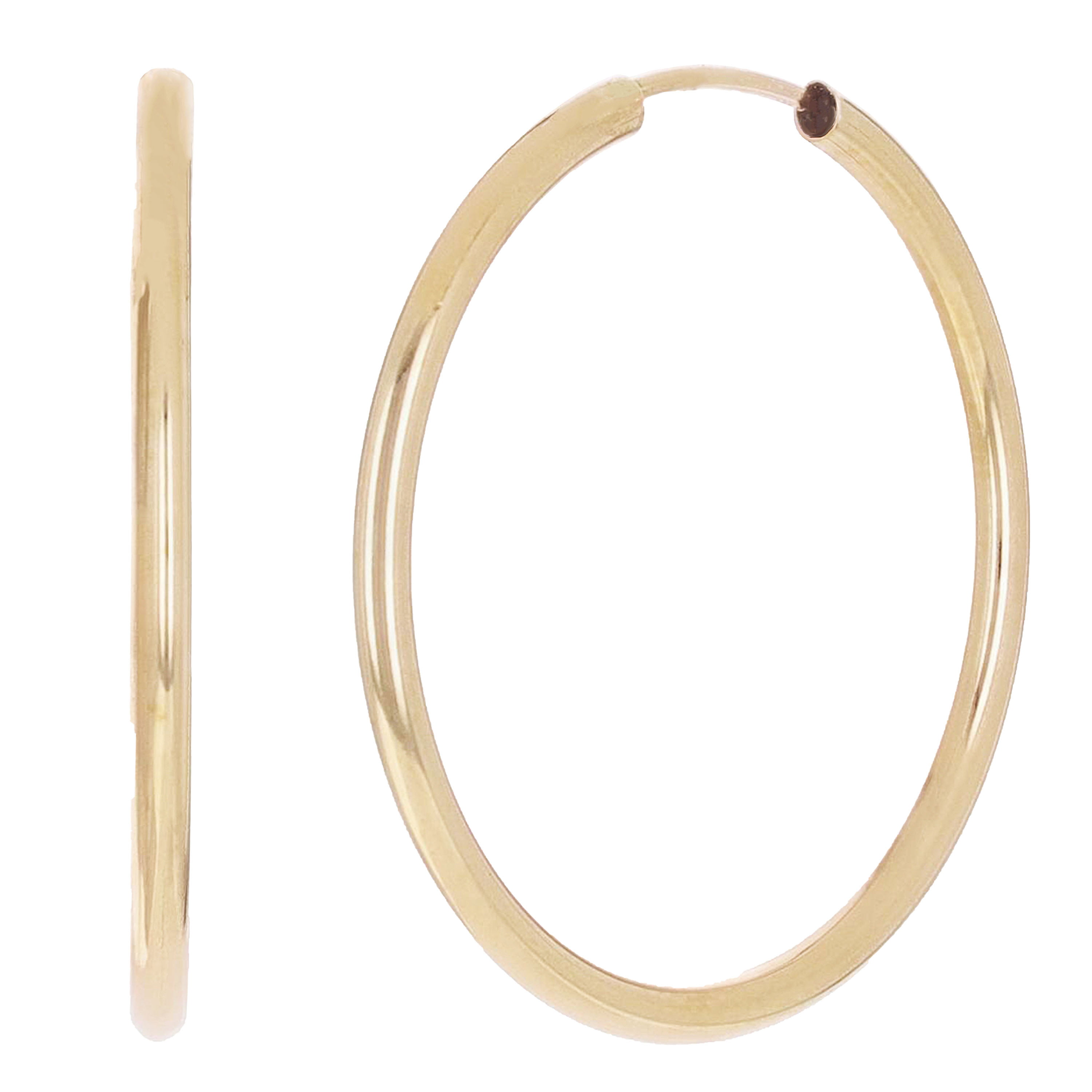 14K Yellow Gold Polished Endless Tube Hoop Earrings Approximate Measurements 45mm x 45mm