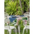 thumbnail image 3 of Outdoor Tablecloth with Umbrella Hole for Patio/Picnic/Party/Camping, Green Pink Monstera Leaves Waterproof Table Cloth Round Cover Washable, Summer Botanical Tropical Rustic (Dia 54"), 3 of 9
