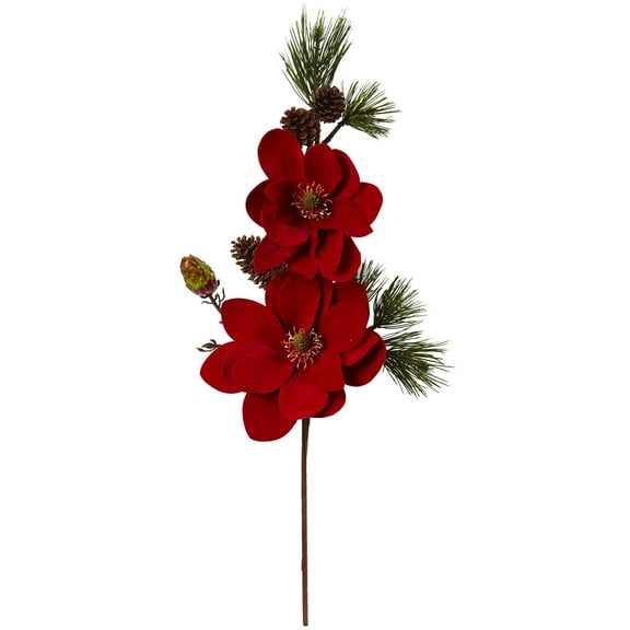 Nearly Natural 36” Magnolia and Pine Artificial Flower (Set of 2)