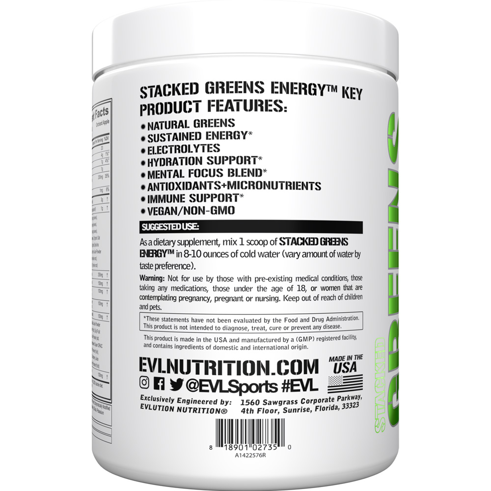 Greens and Superfoods Energy Drink Powder - Evlution Nutrition Super Greens Powder Smoothie Mix with Spirulina Chlorella and Wheat Grass - Vegan Greens Superfood Powder for Energy Focus and Immunity