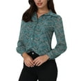 thumbnail image 5 of INSPIRE CHIC Women's Elegant Floral Point Collar Long Sleeve Button Down Shirts, 5 of 6