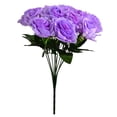 thumbnail image 1 of Ramo de flores de rosas artificiales de 12 cabezas, decoración floral de simulación, ramo de flores falsas nupciales de boda, púrpura claro tholdsy HA7624-05B, 1 of 6