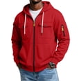 thumbnail image 2 of Mens Hoodies Zip Up Cargo Tactical Big And Tall Hoodies Zipper Pockets Fleece Vintage Athletic Hoodie Jacket Red L, 2 of 6