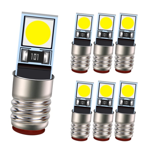 Ruiandsion E5 Mini LED Bulbs,3V 0.2W 100Lumens 6500K Cool White, AC/DC, Non-Polarity,for Model Train and Vintage Radio,7-Pack