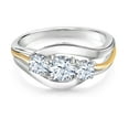 thumbnail image 2 of Gem Stone King 925 Sterling Silver and 10K Yellow Gold Round White Zirconia 3 Stone Ring for Women (1.25 Cttw, Size 9), 2 of 3
