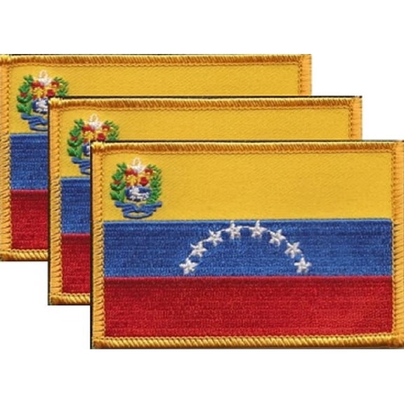 Venezuela Flag Patch, Embroidered Iron On or Sew On, Measures 3.50" x 2.25"