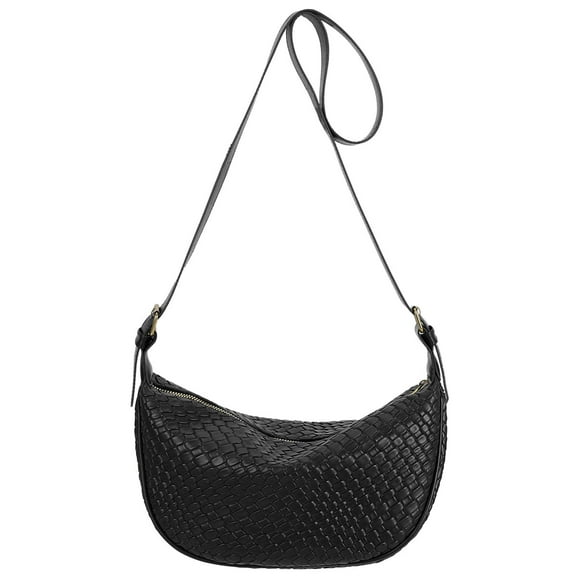 Gustave Crescent Shoulder Bag Crossbody Purse for Women PU Leather Trendy Tote Handbag Hobo Satchel Underarm Bags with Adjustable Strap - Black
