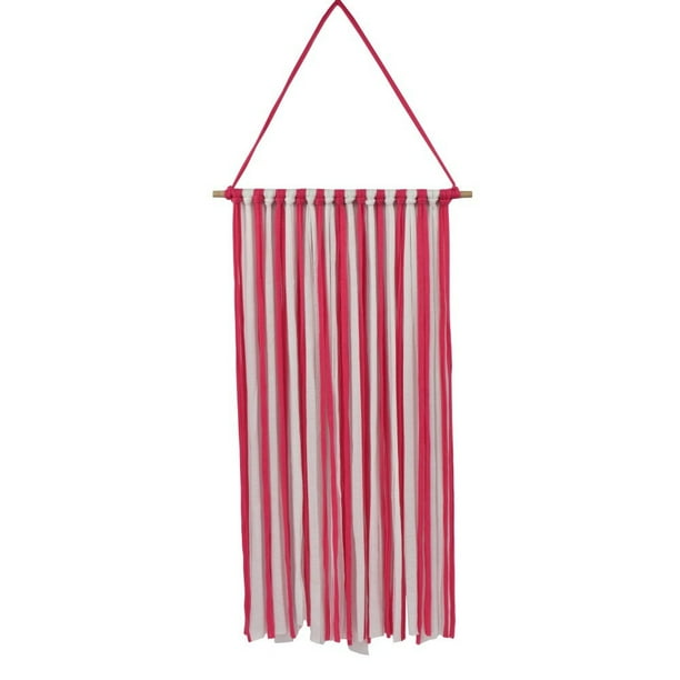 Organizador de horquillas para colgar en la pared | Expositor de accesorios para el cabello para niñas con barra de madera | Cinturón de tela de algodón de 60 cm para pinzas, lazos y diademas | Decor