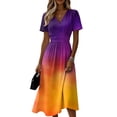 thumbnail image 3 of AHMOMEI Women's Midi Dress Summer Beach Vacation Wrap V Neck Swing Dresses Trendy Loose Tie-Dye Short Sleeve Dress, 3 of 6