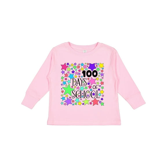 Inktastic 100 Days of School Pastel Stars Boys or Girls Long Sleeve Toddler T-Shirt