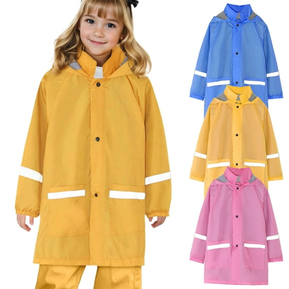 LOCHEX Girls Rain Jacket Lightweight Waterproof Hooded Solid Color with Pocket Cotton Lined Raincoat Windbreaker for Kids,Pink,10