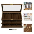 thumbnail image 2 of Knife Storage Box, 3-Tier Knife Display Case Organizer(Walnut Color) 15.7 *7.6 *4.7 in, 2 of 16