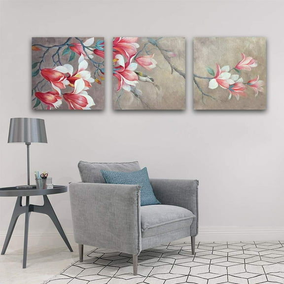 wall26 3 Panel Canvas Wall Art Elegant Flowers Pictures Home Wall Decorations for Bedroom Living Room Paintings Canvas Prints Framed - 24" 24" x3 Panels