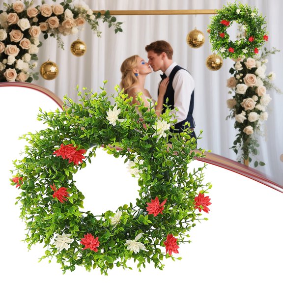 Outdoor Front Door Wreath – Spring & Summer Flowers, Year-Round Greenery, Indoor & Outdoor Home Decor