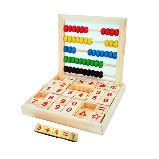 KEINXS Wooden Early Childhood Education Toys Number Learning Cognitive Building Blocks Counting Frame Calculation Math Arithmetic