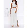 thumbnail image 2 of Jesscasday Womens 2 pieces Outfits Set Casual Sweatsuits Streetwear Ribbed Knitted Wide Leg Pants and Cropped Tops, 2 of 20