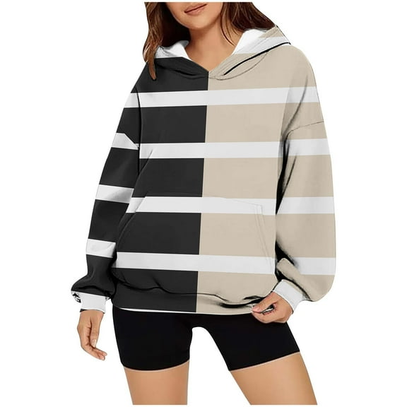 Pullover Hoodie for Womens Plus Size Fashion Casual Ladies Printed Long Sleeve Tops Blouse Hooded Sweatshirts