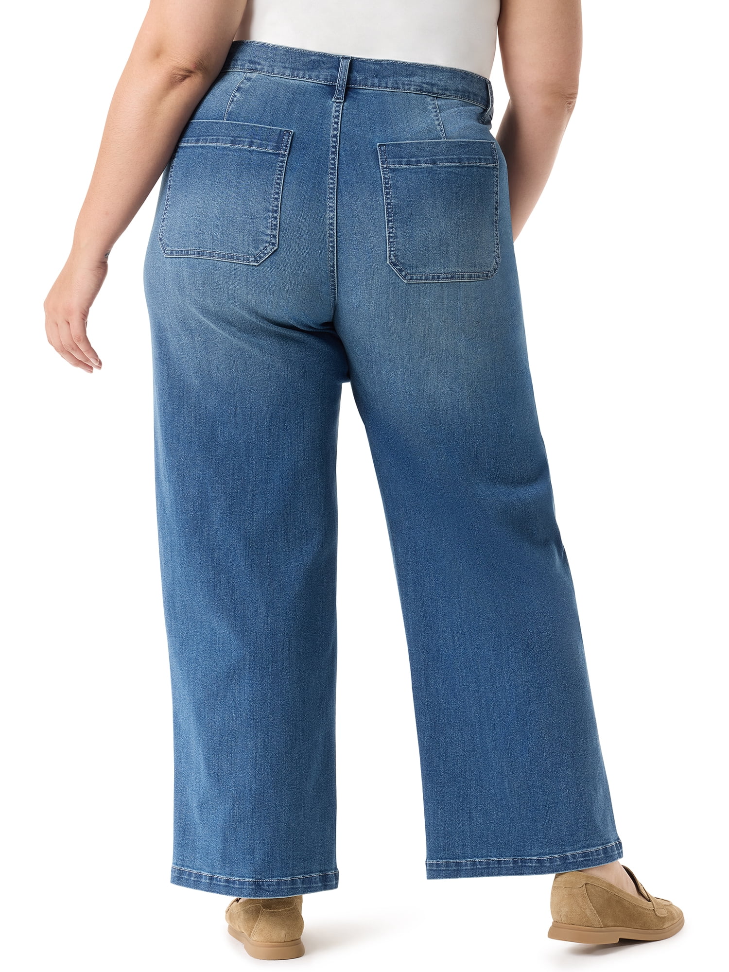 Gloria Vanderbilt Swan Series Women's Plus Patch Pocket Wide Leg Jeans, Sizes 16W-24W