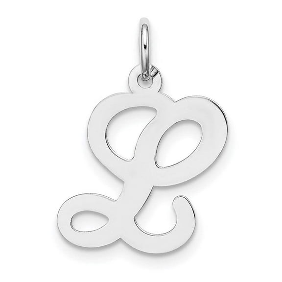 14KW White Gold Script Letter L Initial Charm YC249L