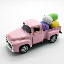 Easter Truck Toy & Decor – 1:32 Scale Mini Pickup with Colorful Eggs | 3 Age Kid-Friendly Play Toy | Metal Truck Decorations | Easter Holiday Decor for Home, Shelf & Festive Displays (Pink)