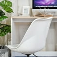 thumbnail image 5 of Office Task Chair, Armless Desk Chair Modern Swivel Mid-Back Rolling Chair Height Adjustable with Upholstered Seat Cushion, White, 5 of 10