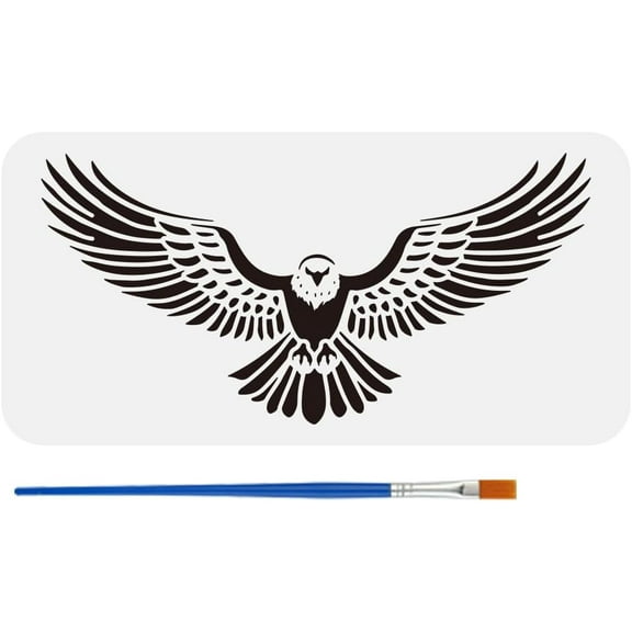 Flying Eagles Stencil with Brush 11.7x8.3Inch Eagle with Spreading Wings Painting Stencil Reusable Animal Themes Decoration Template for Painting on Wood Wall Floor Furniture Colorful