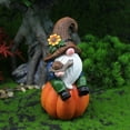 thumbnail image 4 of Resin Gnome Pumpkin Resin Garden Gnome Statue Thanksgiving Fall Gnome Figurine Gnome Sitting on Pumpkin Figure Micro Landscape Gnome Ornament for Patio Yard Lawn Indoor Outdoor, 4 of 7