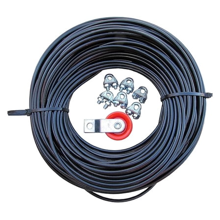 Dog Run Aerial Overhead Trolley - Heavy Cable for Small to X-Large Dogs Tie Out Runner (150 ft)