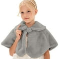 thumbnail image 2 of Quaouag Flower Girl Cozy Faux Fur Bolero Shrug Shawl Wraps Princess Cape, 2 of 4