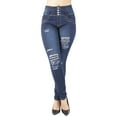 thumbnail image 6 of Fashion2Love Women's Juniors Butt Lift Push Up Mid Waist Ripped Distressed Skinny Jeans, 6 of 9