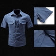 thumbnail image 3 of gbyLJF Men's Short Sleeve Shirts Military Work Fishing Shirts Button Down Breathable Outdoor Hiking Tops, 3 of 9