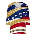 thumbnail image 3 of July 4th Outfits Women 3/4 Sleeve V Neck Patriotic T-Shirts Stars Striped Print Festive Casual Tunic Tops (3XL, Multicolor), 3 of 7