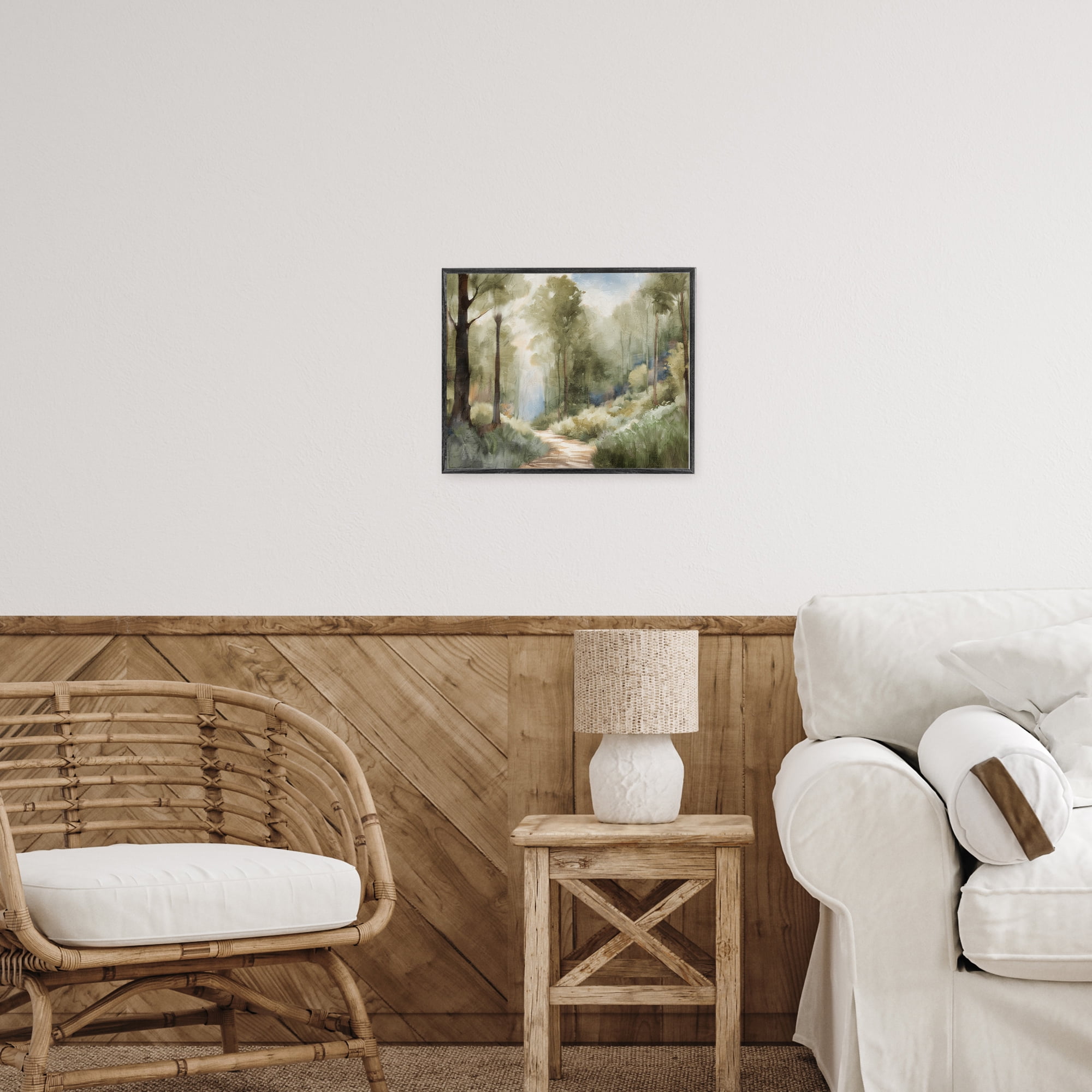 Hazy Atmospheric Walk White Framed Giclee Art, design by Kim Allen